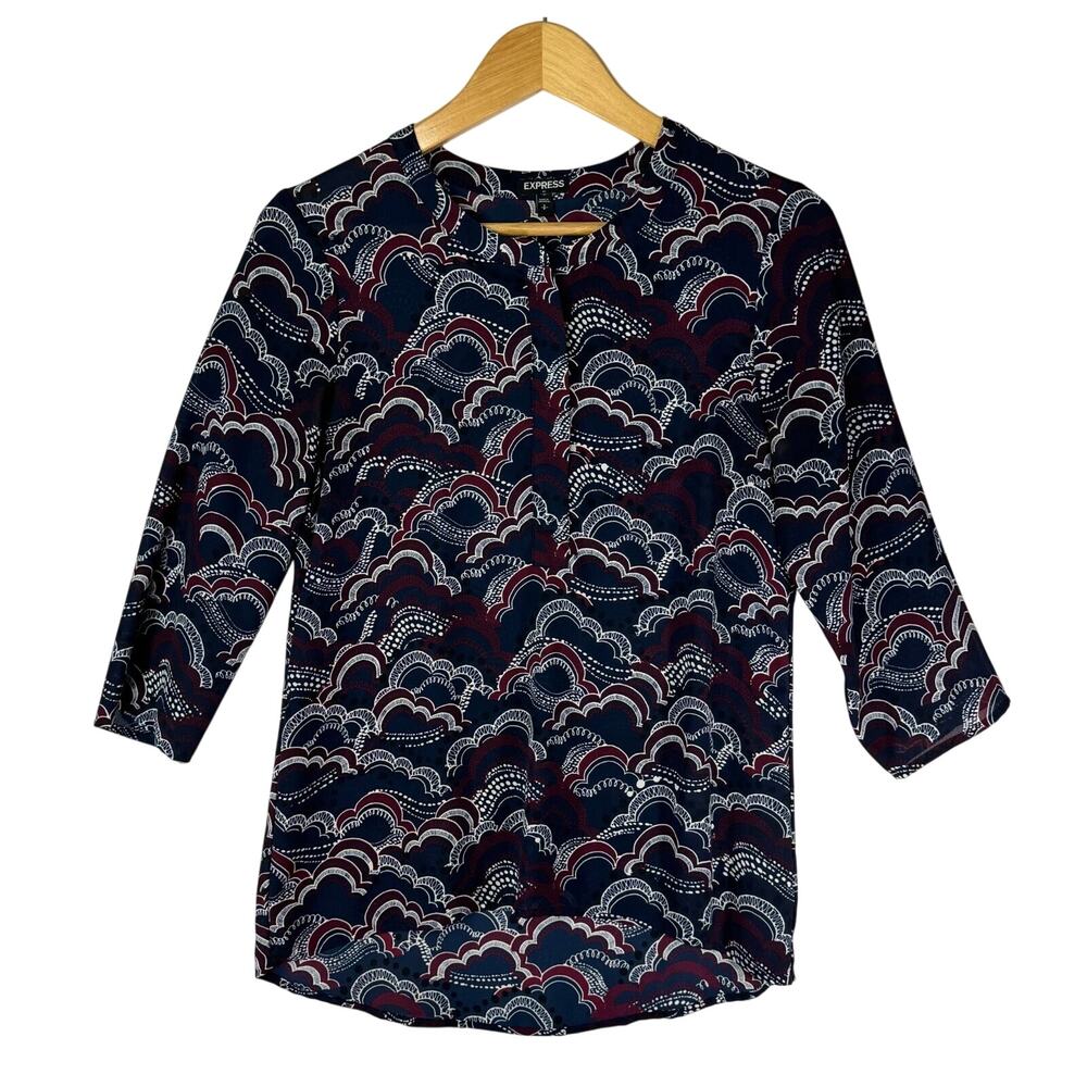 Express Womens 3/4 Sleeve Quarter Zip Blouse size S